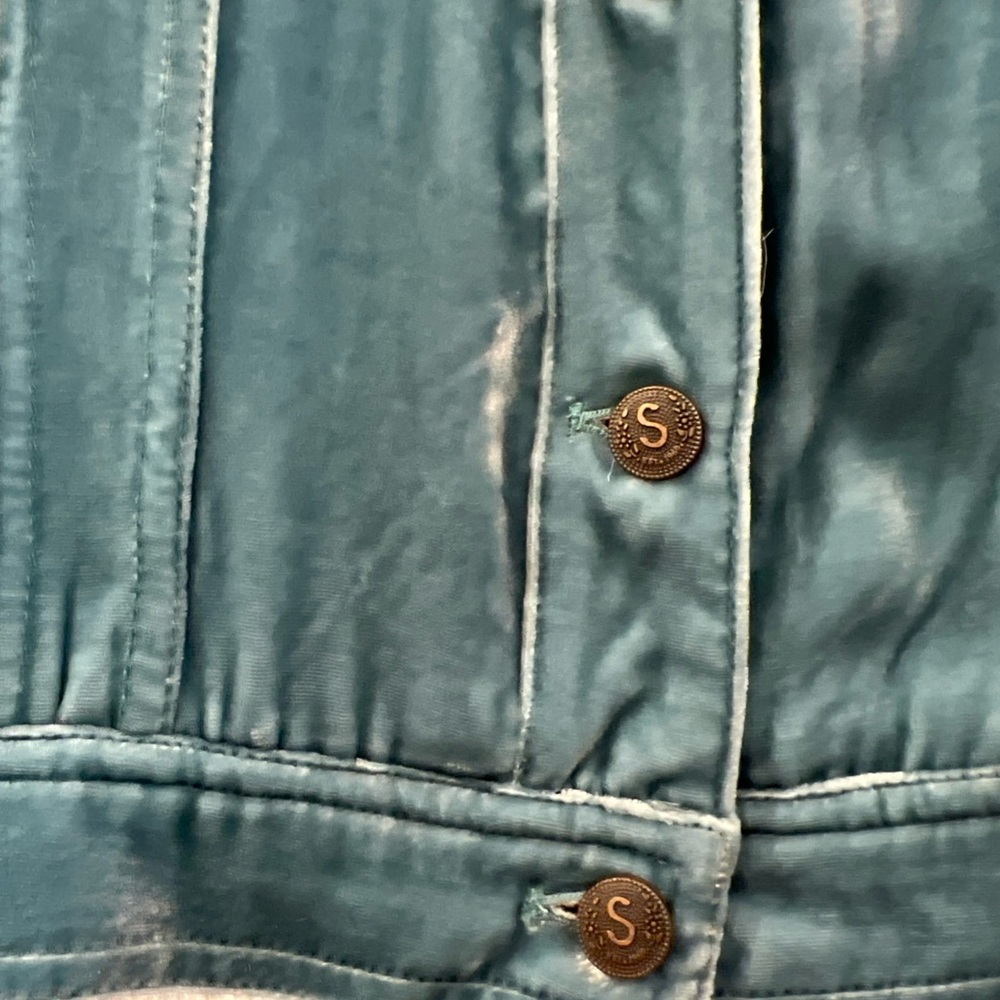 Sundance Britny blue/ teal wren crushed Velvet Jacket silk blend XS NWOT - Picture 3 of 9